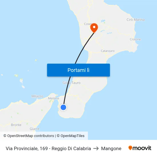 Via Provinciale, 169 - Reggio Di Calabria to Mangone map