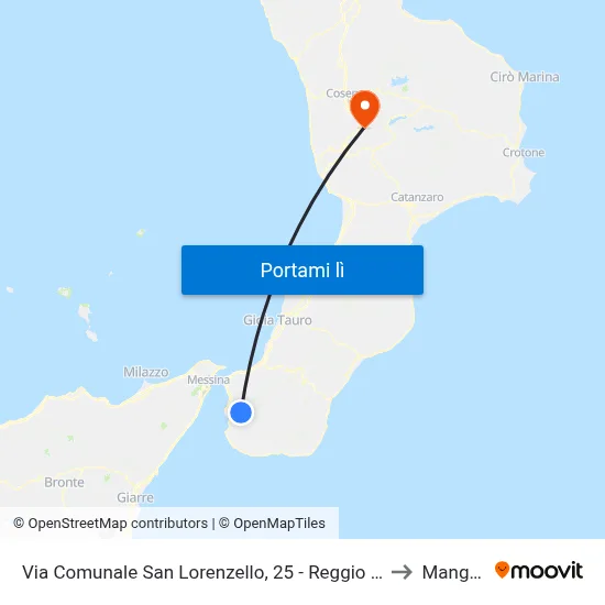 Via Comunale San Lorenzello, 25 - Reggio Di Calabria to Mangone map