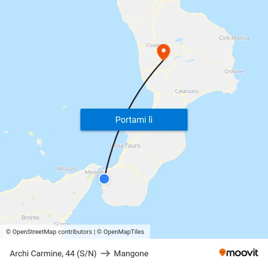 Archi Carmine, 44 (S/N) to Mangone map