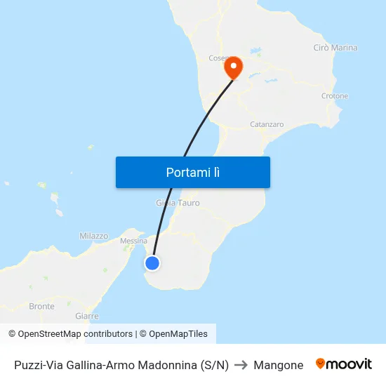 Puzzi-Via Gallina-Armo Madonnina (S/N) to Mangone map