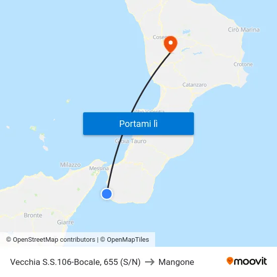 Vecchia S.S.106-Bocale, 655  (S/N) to Mangone map