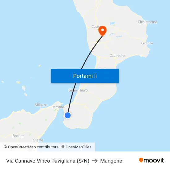 Via Cannavo-Vinco  Pavigliana (S/N) to Mangone map