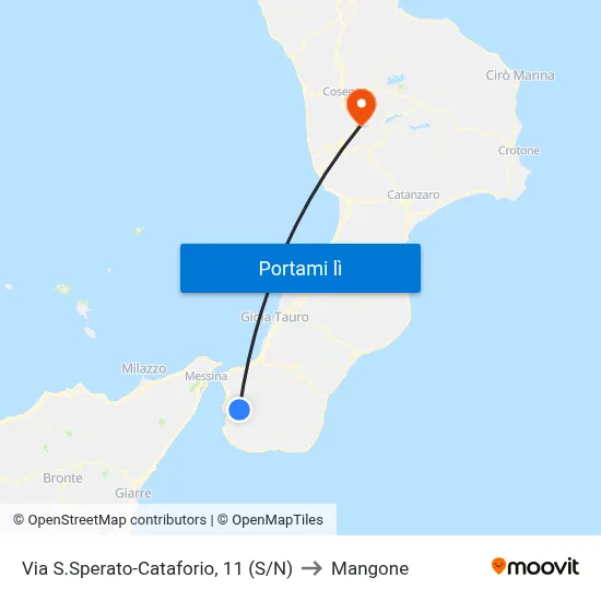 Via S.Sperato-Cataforio, 11 (S/N) to Mangone map