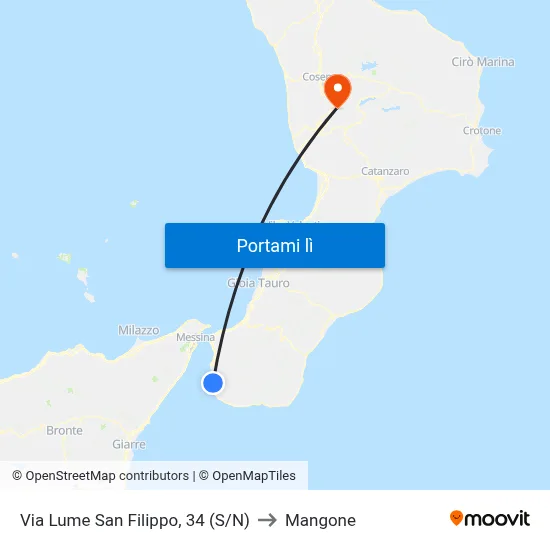 Via Lume San Filippo, 34  (S/N) to Mangone map