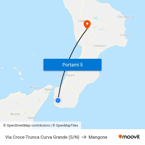 Via Croce-Trunca  Curva Grande (S/N) to Mangone map