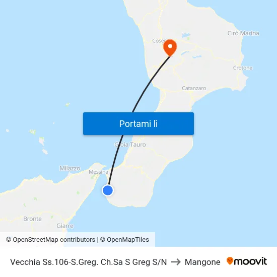 Vecchia Ss.106-S.Greg. Ch.Sa S Greg S/N to Mangone map