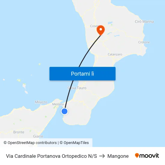 Via Cardinale Portanova Ortopedico N/S to Mangone map