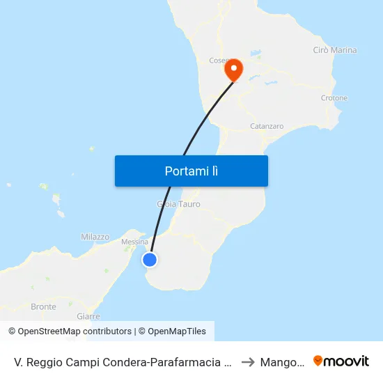 V. Reggio Campi Condera-Parafarmacia N/S to Mangone map