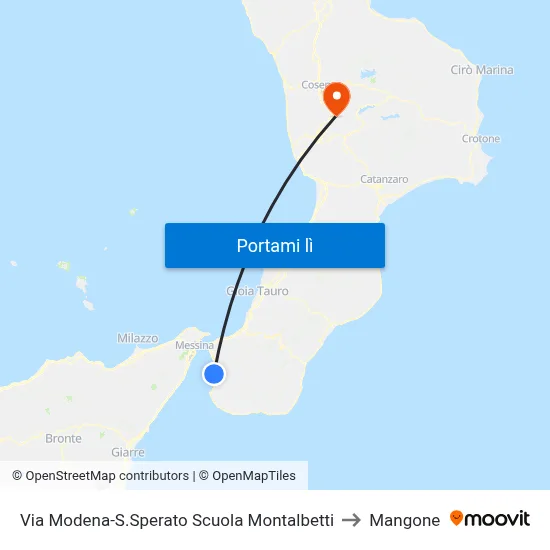 Via Modena-S.Sperato Scuola Montalbetti to Mangone map