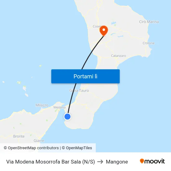Via Modena Mosorrofa   Bar Sala (N/S) to Mangone map