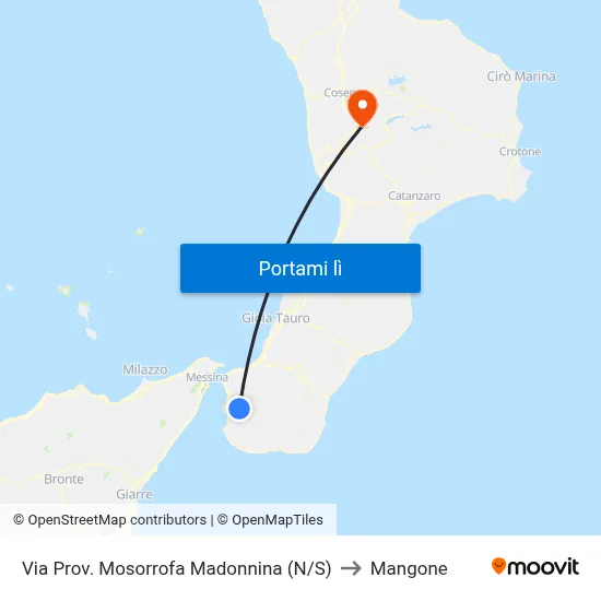 Via Prov. Mosorrofa  Madonnina (N/S) to Mangone map