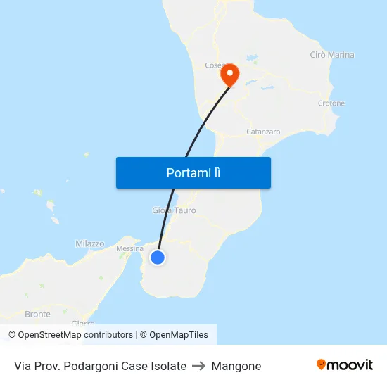 Via Prov. Podargoni  Case Isolate to Mangone map