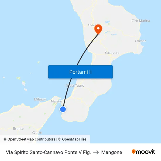 Via Spirito Santo-Cannavo  Ponte V Fig. to Mangone map