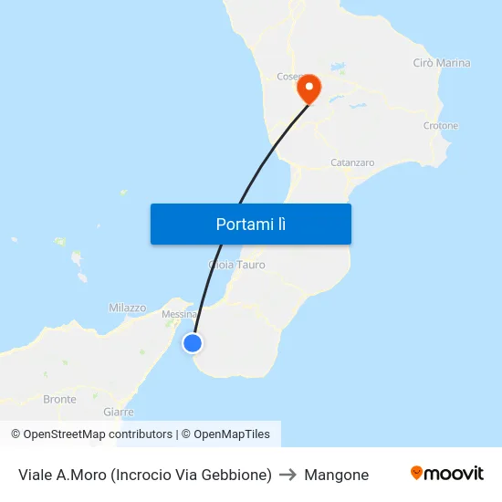 Viale  A.Moro  (Incrocio Via Gebbione) to Mangone map