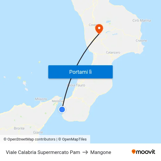 Viale Calabria  Supermercato Pam to Mangone map