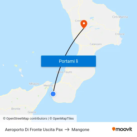 Aeroporto Di Fronte Uscita Pax to Mangone map