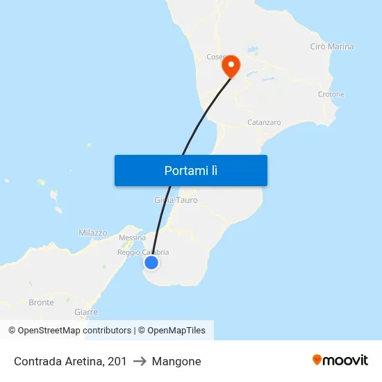Contrada Aretina, 201 to Mangone map