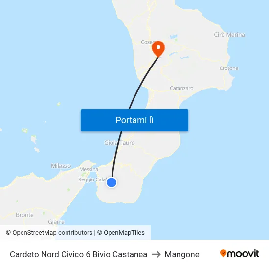 Cardeto Nord Civico 6 Bivio Castanea to Mangone map