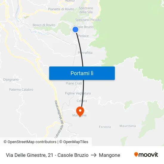 Via Delle Ginestre, 21 - Casole Bruzio to Mangone map