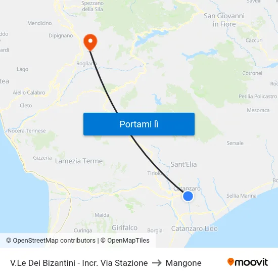 V.Le Dei Bizantini - Incr. Via Stazione to Mangone map