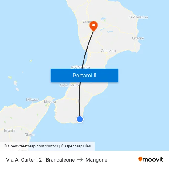 Via A. Carteri, 2 - Brancaleone to Mangone map
