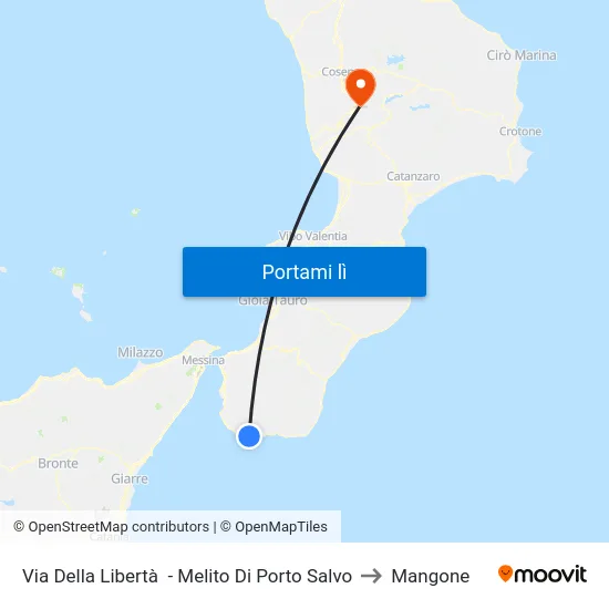 Via Della Libertà  - Melito Di Porto Salvo to Mangone map