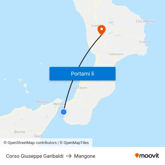 Corso Giuseppe Garibaldi to Mangone map