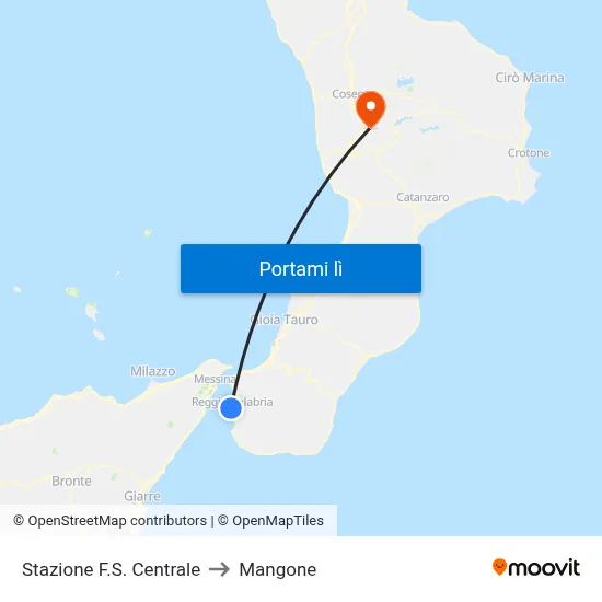 Stazione F.S. Centrale to Mangone map