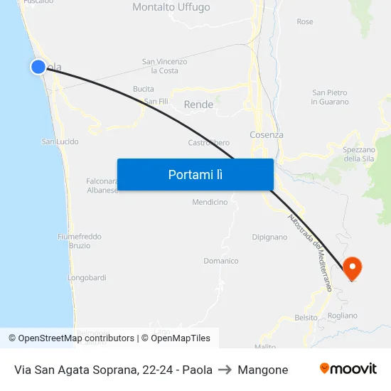 Via San Agata Soprana, 22-24 - Paola to Mangone map