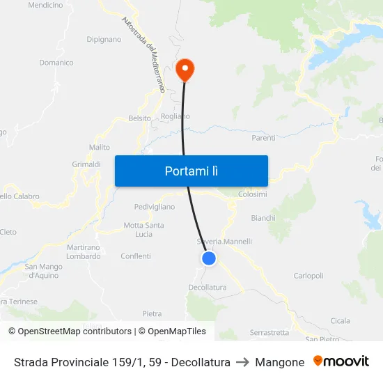 Strada Provinciale 159/1, 59 - Decollatura to Mangone map
