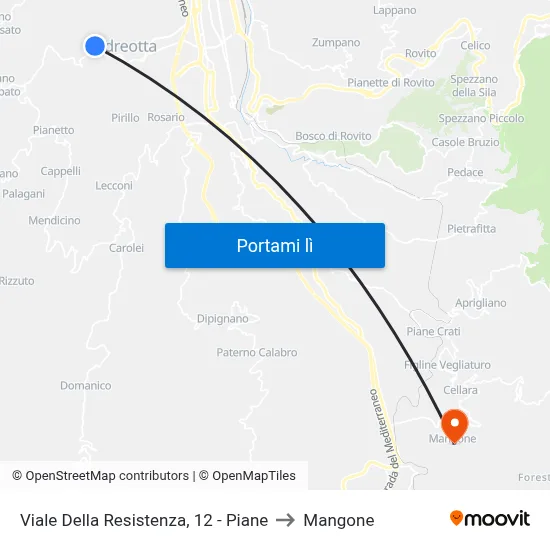 Viale Della Resistenza, 12 - Piane to Mangone map