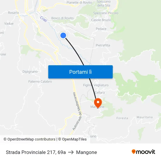 Strada Provinciale 217, 69a to Mangone map