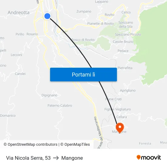 Via Nicola Serra, 53 to Mangone map
