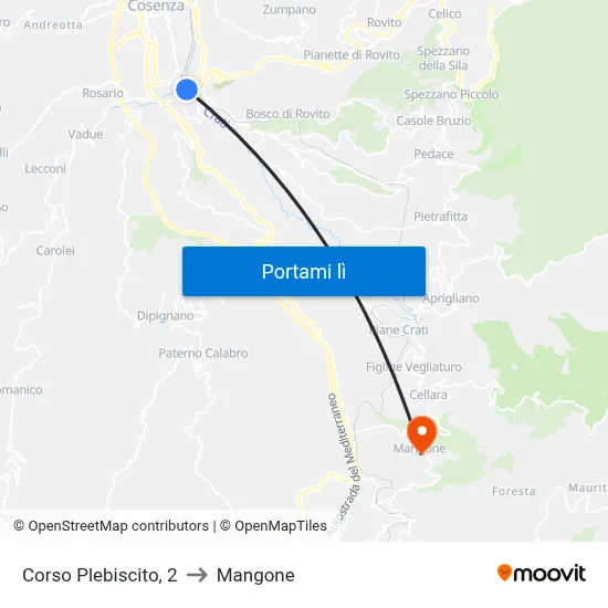 Corso Plebiscito, 2 to Mangone map