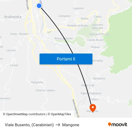 Viale Busento, (Carabinieri) to Mangone map