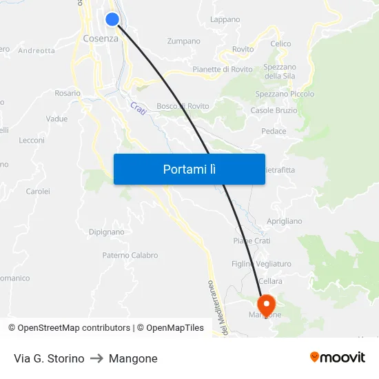 Via G. Storino to Mangone map