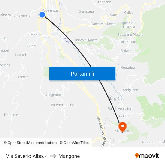 Via Saverio Albo, 4 to Mangone map