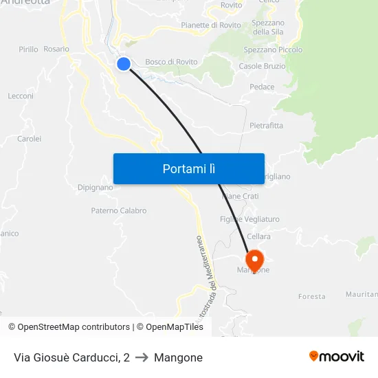 Via Giosuè Carducci, 2 to Mangone map