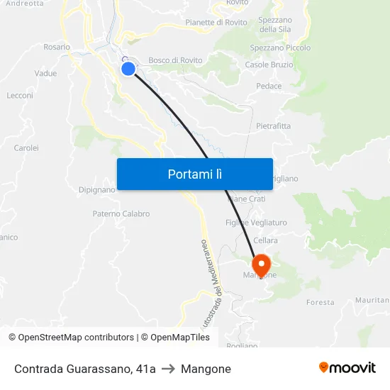 Contrada Guarassano, 41a to Mangone map