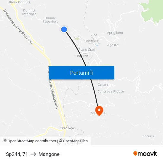 Sp244, 71 to Mangone map