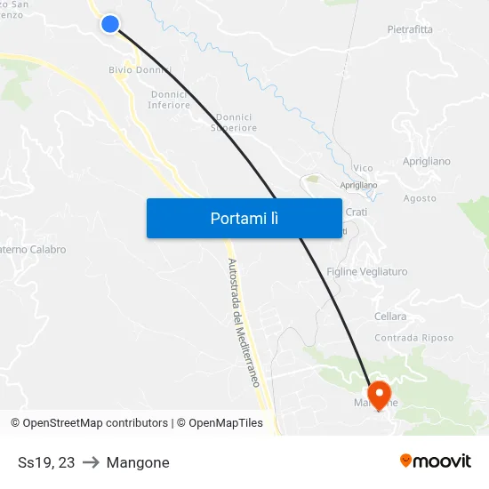 Ss19, 23 to Mangone map