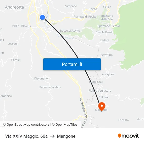 Via XXIV Maggio, 60a to Mangone map