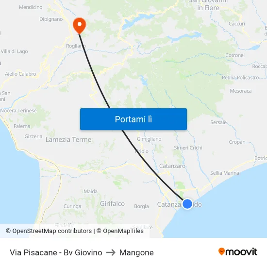 Via Pisacane - Bv Giovino to Mangone map