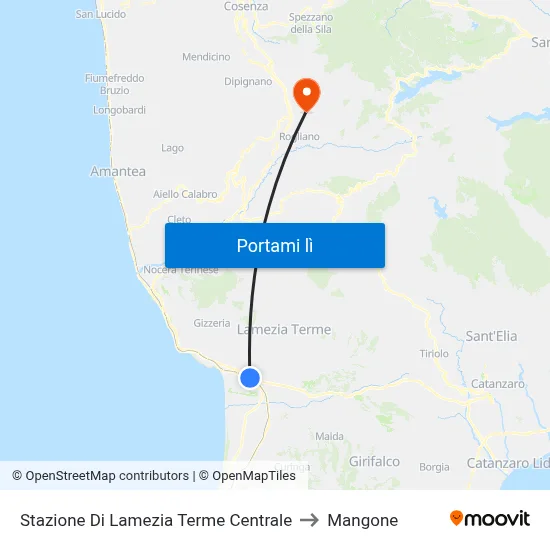 Stazione Di Lamezia Terme Centrale to Mangone map
