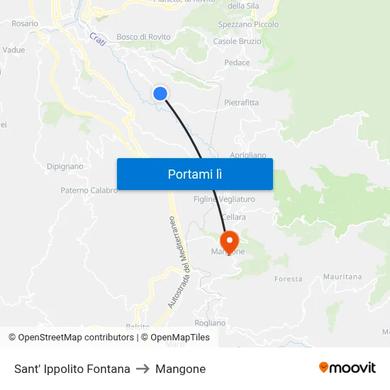 Sant' Ippolito Fontana to Mangone map
