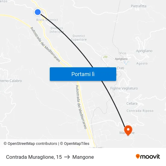 Contrada Muraglione, 15 to Mangone map