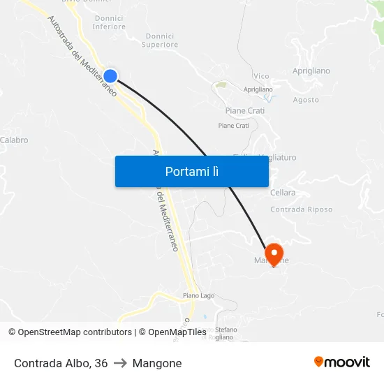 Contrada Albo, 36 to Mangone map