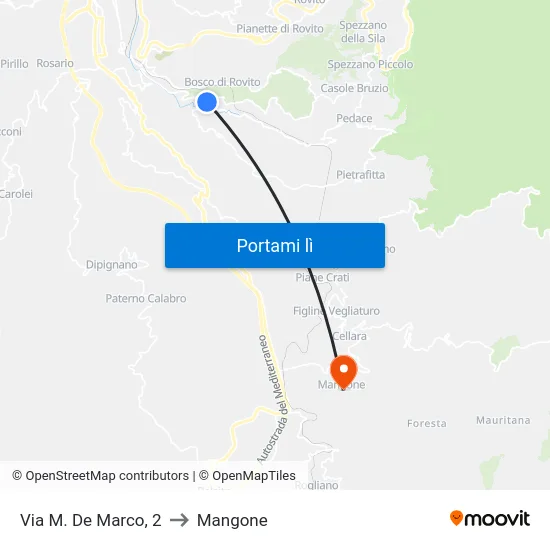 Via M. De Marco, 2 to Mangone map