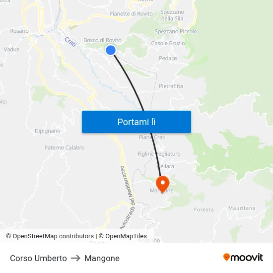 Corso Umberto to Mangone map