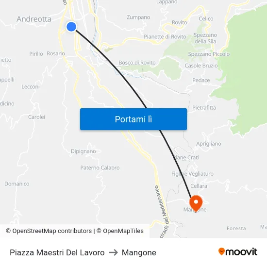 Piazza Maestri Del Lavoro to Mangone map